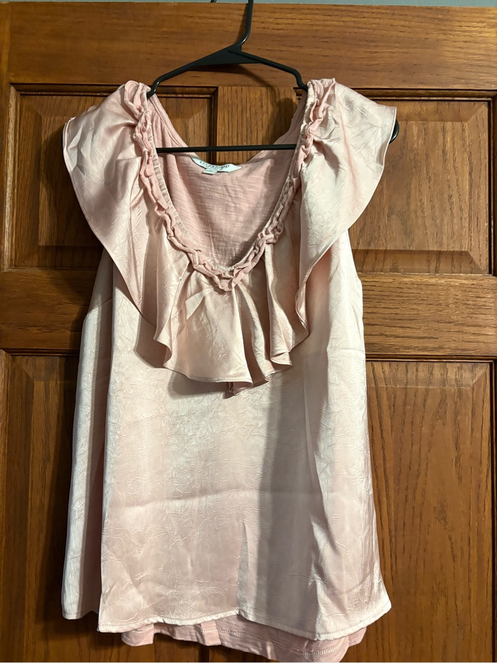 Women’s Liverpool Pink Ruffle Neck Sleeveless Top